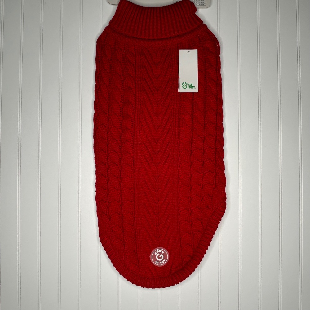 GF PET Heritage Dog Sweater 2XL NWT Red Cable Knit Turtleneck Pet Pullover